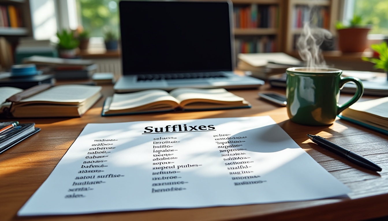 découvrez comment le tableau des suffixes peut faciliter la rédaction et enrichir le vocabulaire des rédacteurs et journalistes en proposant des exemples concrets pour former des mots précis et pertinents.